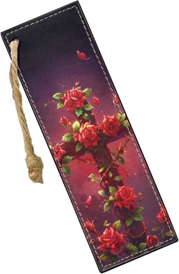 Red Rose Cross Bookmarks for Men Boy, Cool Bookmarks, Blue Rose Book Marks for Adults Kids Funny Bookmark for Women Men