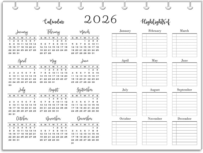 2026 Monthly Refills for 9 -Disc Classic Planners by FeroniArt, Monthly Calendar for Classic Size Planners, Compatible with Happy Planner ARC and TUL (B/W, 9-Disc)