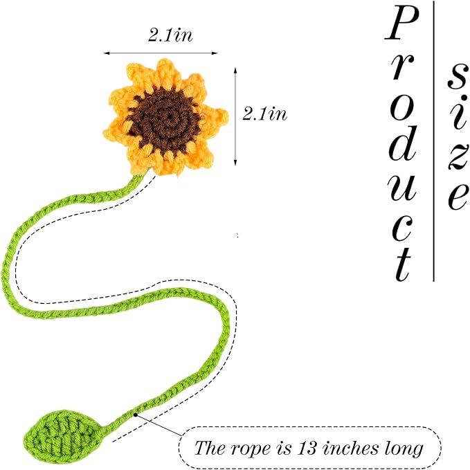 Crochet Bookmarks for Women Girls Kids Knitted Sunflower Book Mark for Book Lovers Coworker Bookish Birthday Graduation Gift for Her Him Unique Page Bookmark for Readers Christmas Easter Gifts