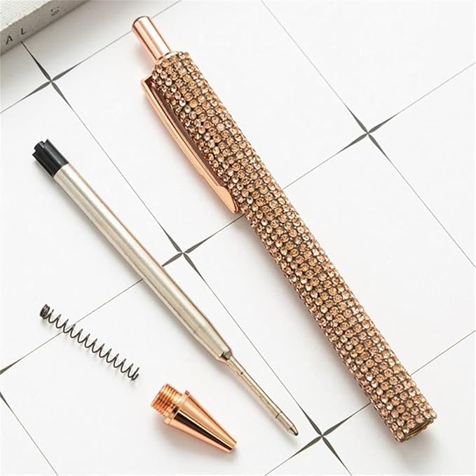 Red Rhinestone Bling Metal Ballpoint Pens Stationery Press Pen Black Ink Gift Pens for Women Girls Coworkers Novelty Cool Signature Pen Writing and Correction Supplies