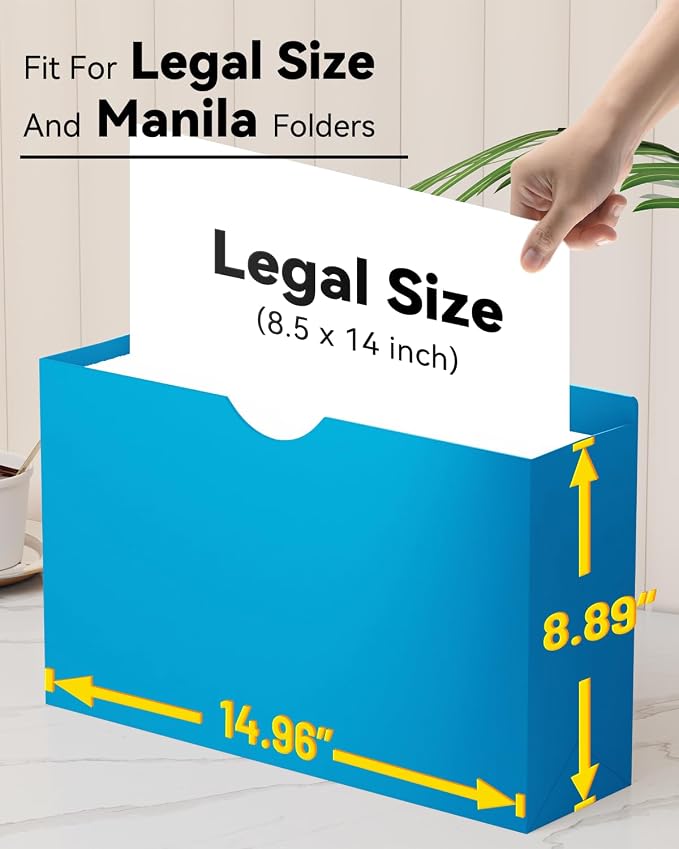 ANSOOK Reinforced Plastic File Jackets,Heavy Duty 2" Expansion Accordion Pocket File Folders,Legal Size Filing Cabinet Folder,12 Pack Poly Manila Folders,Straight Cut Tab,Color Job Folder for Office