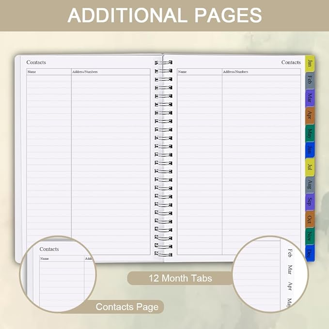2026 Planner - Planner 2026 for Women & Men, January 2026 - December 2026, Monthly and Weekly Calender with 12 Monthly Tabs, 6.4" x 8.5", Beige