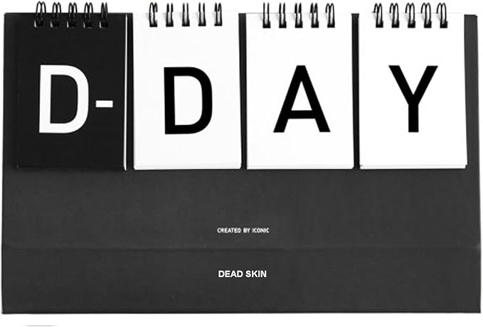 DEAD SKIN D-Day & Perpetual Calendar – 48 Sheets with Transparent Stickers, Black Design, Mark Anniversaries and Special Dates