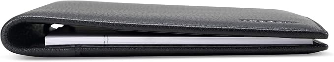 Leather Junior Padfolio for Men & Women with Pen Loop, Italian Calfskin, Business Portfolio Notebook Folder (Pebbled Black)
