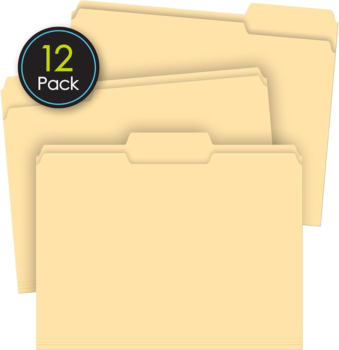 iScholar Manila File Folders, Letter Size, 12 Pack (31012)