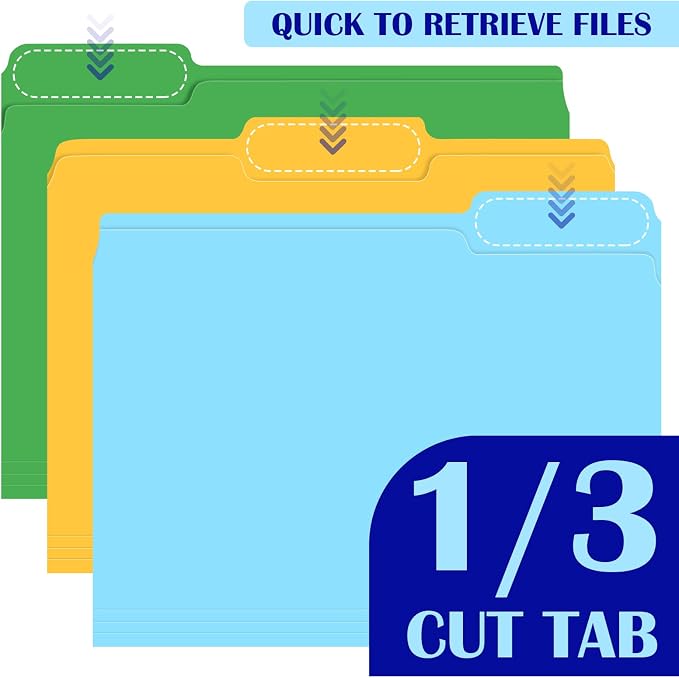 TUXIYA 105 Pack Colored File Folders,21 Colors File Folders Letter Size Manilla Folders 8.5 x 11,1/3 Cut Tab Filing Folders for Office School Business Documents Files Paper
