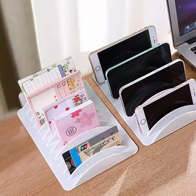 2 PCS Cell Phone Holder for Classroom, 24-Grid White Multiple Desktop Phone Storage Organizer Rack for Office School Classroom