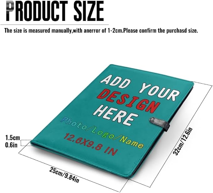 Personalized Padfolio with Logo, Custom Business Portfolio with A4/US Letter Writing Pad Holder for Resumes and Interviews, Darkcyan