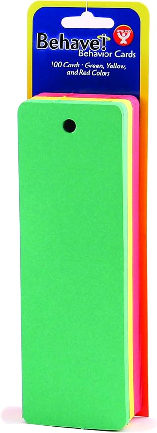 Hygloss Behavior Bookmarks - Motivational for Students & Kids - Red, Yellow & Green Incentive Cards for Classroom - Early Childhood Education Material - Pocket Chart Cards - 2" x 6" - Pack of 100