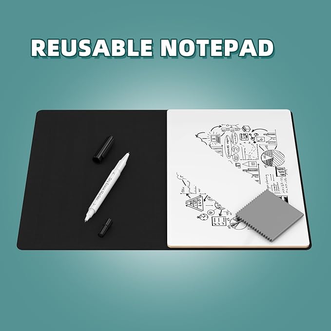 Portable Small White Board,Reusable Dry Erase Board with Stand,Desktop Whiteboard for Office Meeting Bussiness Home 9" x 6" with Marker, Wipe Cloth (Blue)