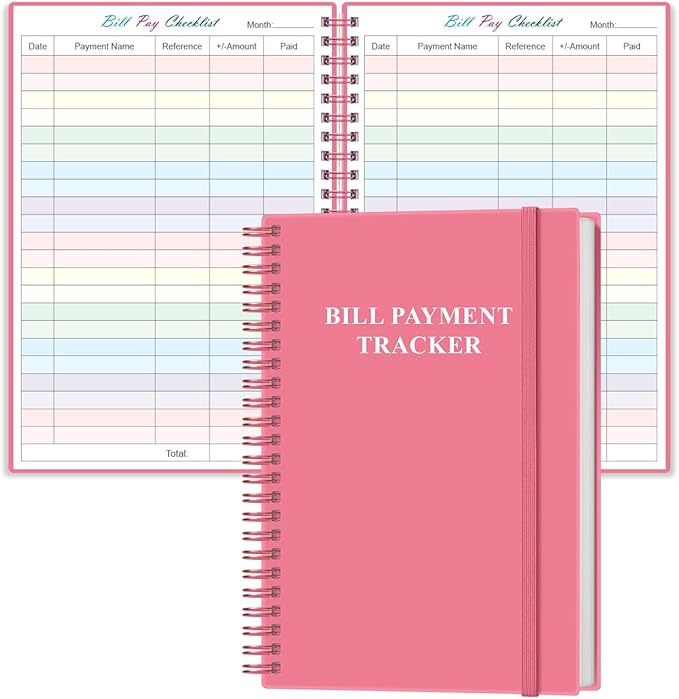 Bill Payment Checklist - Monthly Bill Organizer & Planner for Personal Budgeting Financial, Bill Payment Tracker Notebook, 5.8" x 8.5", Pink