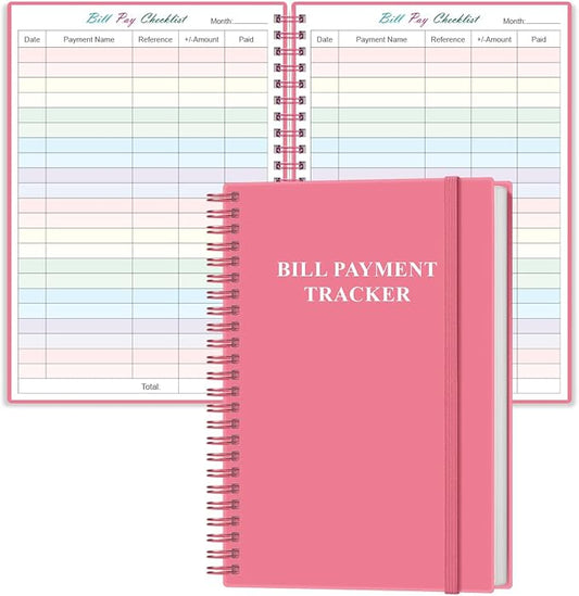 Bill Payment Checklist - Monthly Bill Organizer & Planner for Personal Budgeting Financial, Bill Payment Tracker Notebook, 5.8" x 8.5", Pink