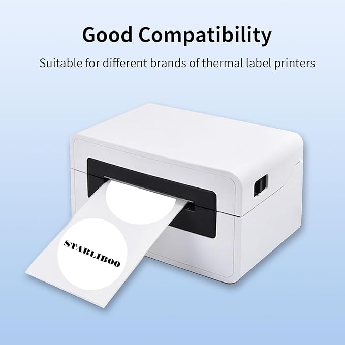 STARLIBOO 2 Inch Circle Thermal Sticker Labels, Self-Adhesive Round Direct Thermal Labels for Business, 600 Sheets/1 Roll