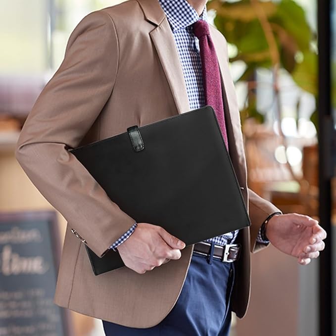 Personalized Padfolio with Logo Photo Name, Custom Business Portfolio Folder for A4 Clipboard Documents/Card Holder, PureBlack