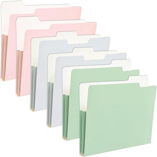 Y YOMA 6 Pack Extra Capacity File Folders Letter Size Accordion Decorative File Folder Cute Pretty Colored Filing Folder File Organizers for Office School Home Desktop with 1/3-Cut Tab, Dreamy Color