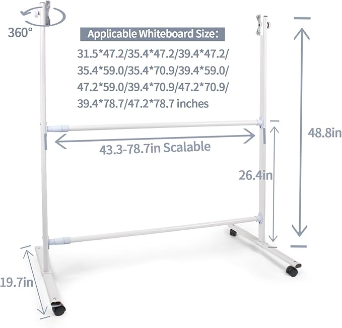 whiteboard Stand Only,Whiteboard Mounting Brackets,Adjustable whiteboard Easel Only,Restaurant Stand Up White Board,Large Rolling White Board Stand Only, for Home and Office Student。