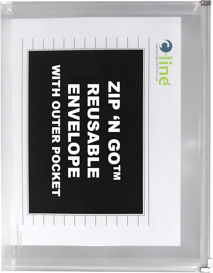 C-Line Zip 'N Go Expanding Portfolio with Outer Pocket, Letter Size, 200-Sheet Capacity, Clear, 3 per Pack (48117)