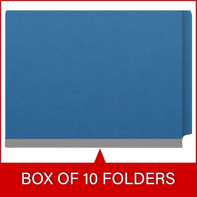 25 Pt. Pressboard Classification Folders, Full Cut End Tab, Letter Size, 2 Dividers, Royal Blue (Box of 10)