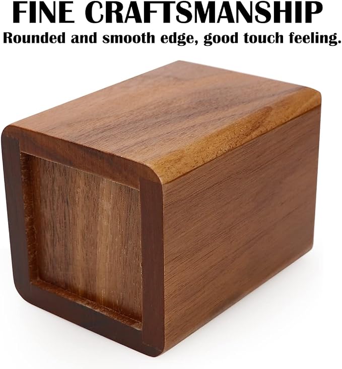 Wooden Pen Box Desktop Stationery Organizer Creative Simple Solid Natural Wood Pencil Holder for Office Supplies (Black Walnut)