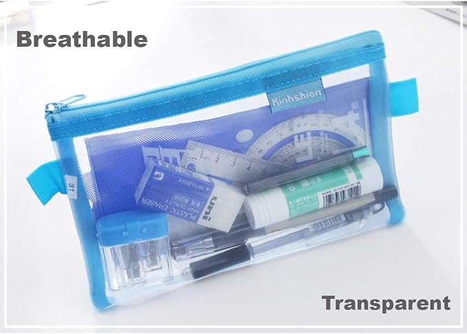Zipper Pouch A6, 4 PCS, Mesh Bags Clear Zipper Pouch Small Organizer Bag Zipper Folder Bag Cosmetic Bags Travel Storage Bags