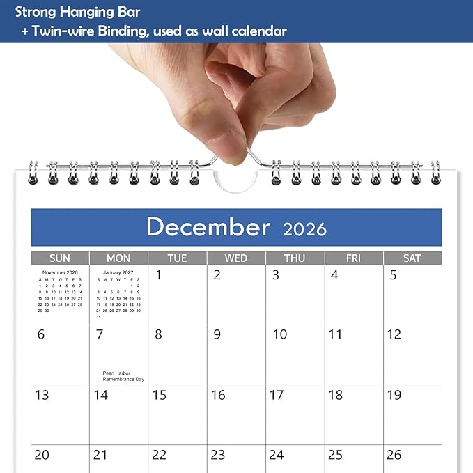 Mini Calendar 2026-2027, 7'' x 7'' Small Calendar Runs from July 2026 unitl December 2027, Little Wall Calendar for Wall, Desk, Bulletin Board or Fridge