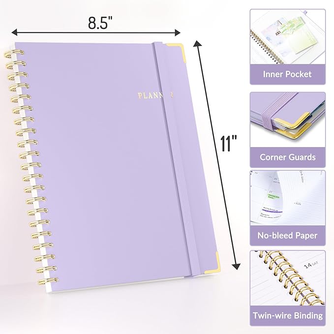 Forvencer Academic Planner 2026-2027, July 2026-June 2027 Weekly & Monthly Hardcover Calendar Planner, 8.5" X 11", Daily Agenda Book, School Office Notebook College Teacher Student Organizer A4, Pink