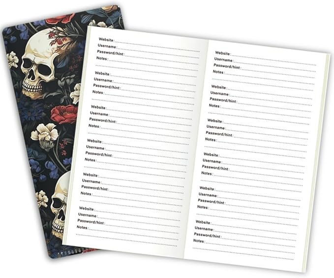 E-WEICHEN Pocket Planner Notebook with Plastic Sleeve, Password Planner, 30Sheets, 8.25x4.25inches Regular TN Journal Notebooks for Journals,Diaries,Planners,Travelers Notebook Refills.Gothic