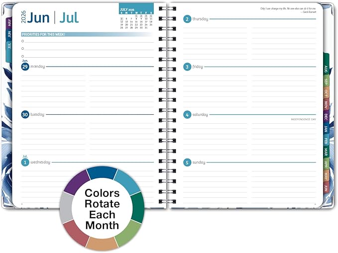 HARDCOVER Academic Year 2026-2027 Planner: 14 Months (May 2026 Through June 2027) 8.5"x 11" Daily Weekly Monthly Planner Yearly Agenda. Bookmark, Pocket Folder and Sticky Note Set (Blue Bloom)