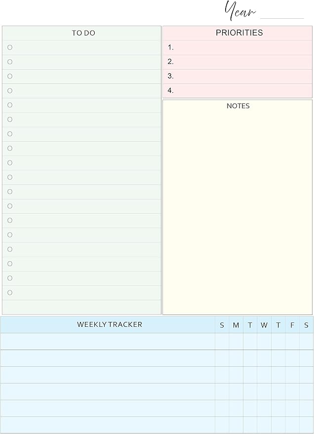 Weekly Planner Inserts – Undated Weekly Calendar Planner Refills for 9-Disc Medium Planners (7 x 9.25 Inch) | Fits 9 Disc Medium Size Planners