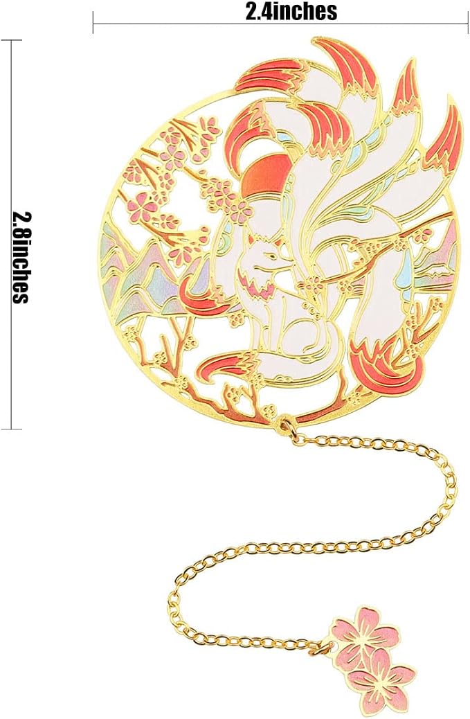 BLBMH Metal Bookmarks Kitsune Bookmark Pretty Fox Book Marker Cool Reading Book Mothers Day Gifts for Readers Girls Women Best Friend -K10