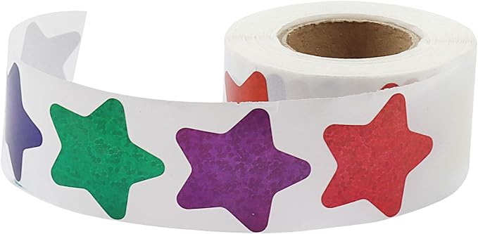 500 Pcs 1 Inch Colored Star Stickers, Glitter Self Adhesive Star Labels for DIY Crafts Classroom Student Planner Teachers Supplies (1 Roll)