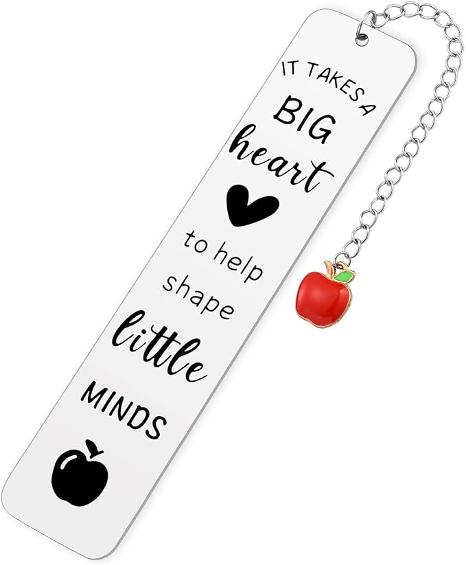 Teacher Gifts for Women Men, 2026 Teacher Graduation Thank You Gifts - It Takes A Big Heart to Help Shape Little Minds Metal Bookmark Birthday Christmas Retirement Teacher Gifts from Students