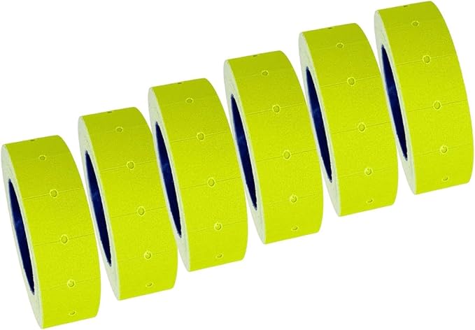 MX-5500 Price Labels, Adhesive Sticker Marker Label, 10 Rolls Sticky Paper Labels for Price and Date Guns,1 Line 5000 Labels, 1pcs Ink Roll Included Yellow