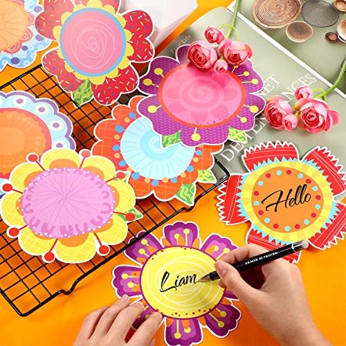 Blulu 81 Pieces Flowers Cut-Outs Springtime Classroom Blooms Decoration Colorful Flowers Cutouts Versatile Cutouts with Glue Point for Bulletin Board School Summer Party Crafts, 5.9 x 5.9 Inch