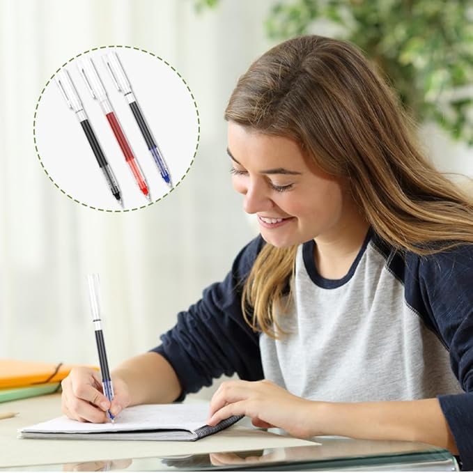 Christmas Gifts Pens for School Back to School Supplies High School Pens for College Fine Tip Pen Red Blue Black Rollerball Pen 12 PCS Fine Point Smooth Writing Pack of Pens 0.5 Mm Ink Note Taking