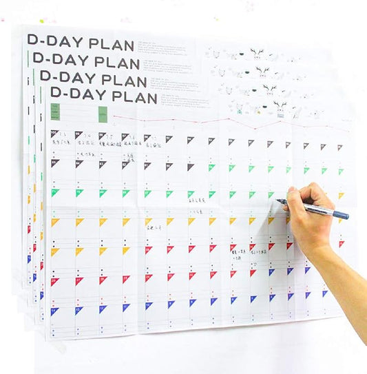 Daily To-Do Planner Sheet 4 Pack, 100 Days Countdown Schedule Wall Calendars Behavior Chart,Daily Weekly Months Planner Goals Organizer Sheet
