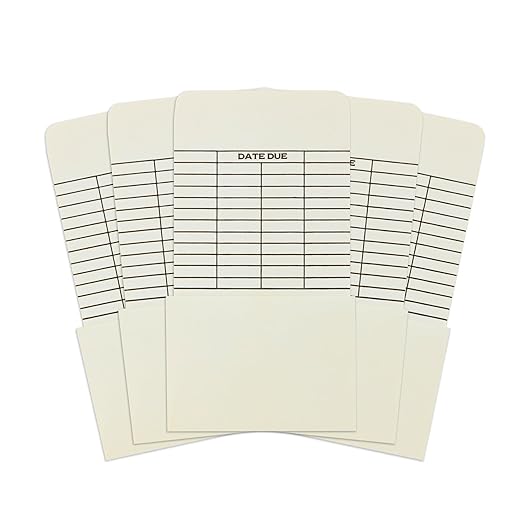 Hygloss Products Manila Library Pockets – Non-Adhesive Pocket Envelopes Made in the USA – High Back With Date 6.25 x 3.5 Inches, 40 Pack