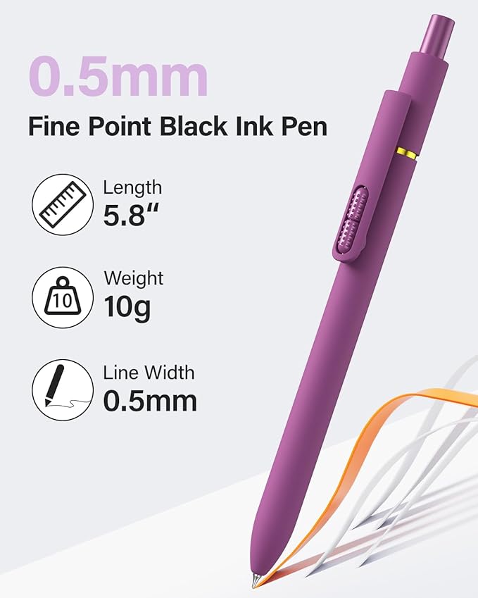 inkipen- 8 Pack Pens, Gel pens Black Ink, Fine Point(0.5mm),Quick-Drying Smooth Writing,School and Office Supplies （vintage color）