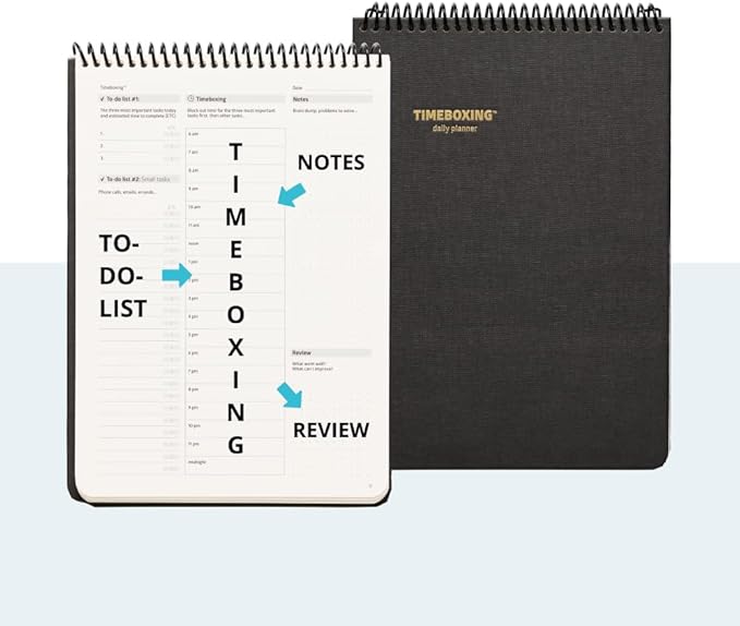 TIMEBOXING PLANNER - Structure to Turn To-Do into DONE | 105 Day Undated Organizer for Students & Busy People | 7×9 spiral Hard Cover