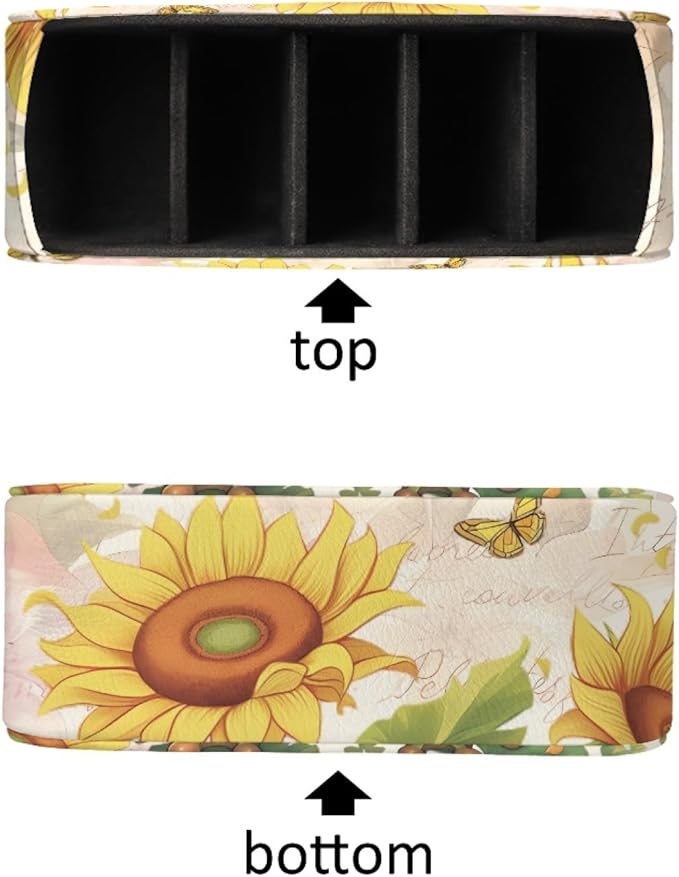 FUSURIRE Remote Control Holder with 5 Compartments, Sunflower Frog Cartoon Desktop Caddy Storage Supply Organizers for Remote Controllers,Office Supplies,Makeup Brush,Media Accessories