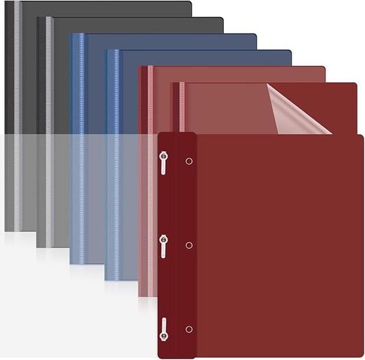 Teling 24 Pcs Clear Front Report Covers with 3 Prongs Fasteners Plastic Presentation Folders Resume Portfolio Report for Letter Size Binder for Paper Document School Office(Black,Navy Blue,Dark Red)