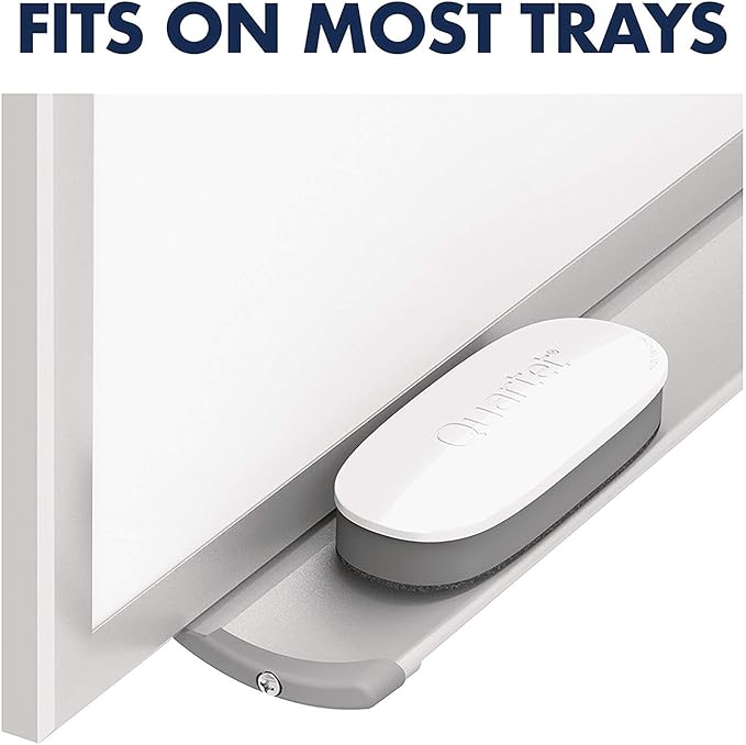 Quartet White Board Dry Erase Board Eraser, 5" x 2", Max Clean for Dry Erase Markers, Includes Magnetic Caddy Holder, Home School Supplies & Home Office Accessories, White/Gray (DFEB4)