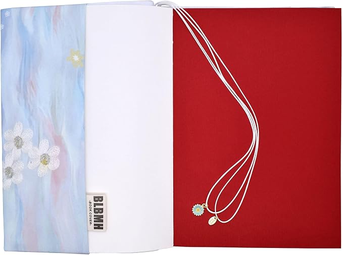 BLBMH 10x7 Book Cover | Handmade Non-Stretch Fabric Bible Cover with Bookmark | Washable Large Hardcover Paperback Protector | Privacy Reading Gift for Women - Flower B