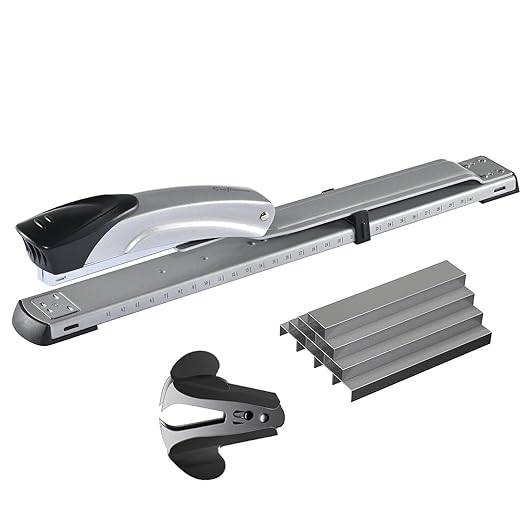 1 Hole Punch， 1/4 inch of Single Whole Punch and Long Reach Stapler,with 2000 Staples & Stapler Remover Full Strip