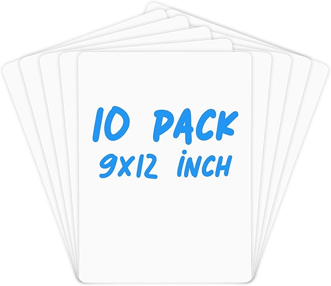 10 Pack 9x12 Small White Board for Students - Small Dry Erase Boards - Double Sided Mini Whiteboard - Smal Whiteboards Lapboards - Personal Dry Erase Board Kids - Mini White Boards for Classroom