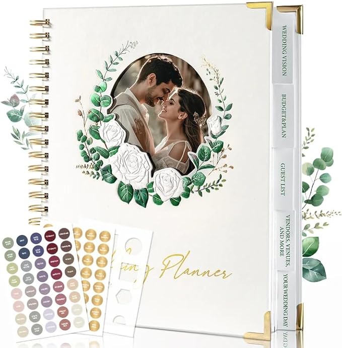 molekaus Wedding Planner Book And Organizer：Wedding Planner For Bride With Interchangeable Photo Cover & Embossed Design — Wedding Planner Bride to be Gifts, engagement gifts for couples 11.5*10.5in