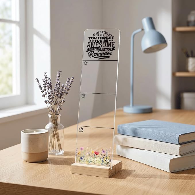 Sticky Note Holder Acrylic Monitor Memo Board Desk Organizers and Accessories Desk Decor Post It Note Holder with 200Pcs Sticky Notes Inspirational Reminder Desk Sign