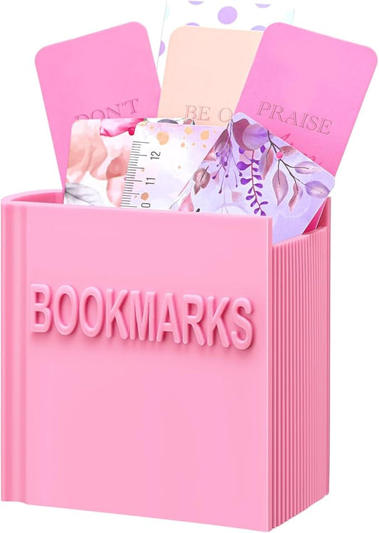 Honeydak 3D Printed Book Shaped Bookmark Holder Book Lover Gift Bookish Accessory Office Desk Supplies Funny Bookmark Accessories End of Year Gift for Teacher(Pink)