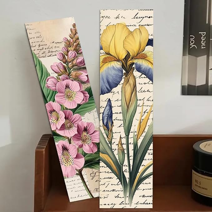 30PCS Nature Pictures of Flowers Paper Bookmarks for Book Lovers, Vintage Aesthetic Bookmark Simple Style Book Accessories Natural Style Book Marks,Boxed Bookmarks Set as Gifts for Students