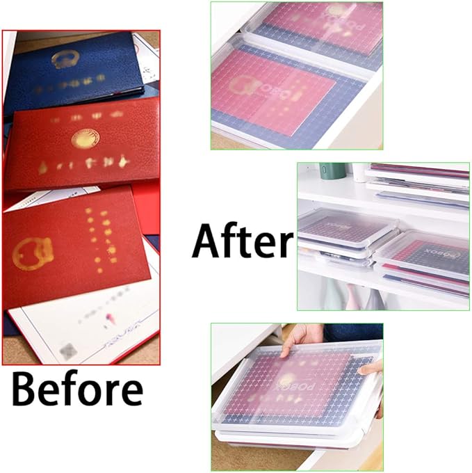 BTSKY A4 Plus Clear Transparent PP Plastic Stackable Storage Box Desk Paper Magazine Container with Buckle, Office Supplies Accessories File Protector Case Organizer, Portable Project Case
